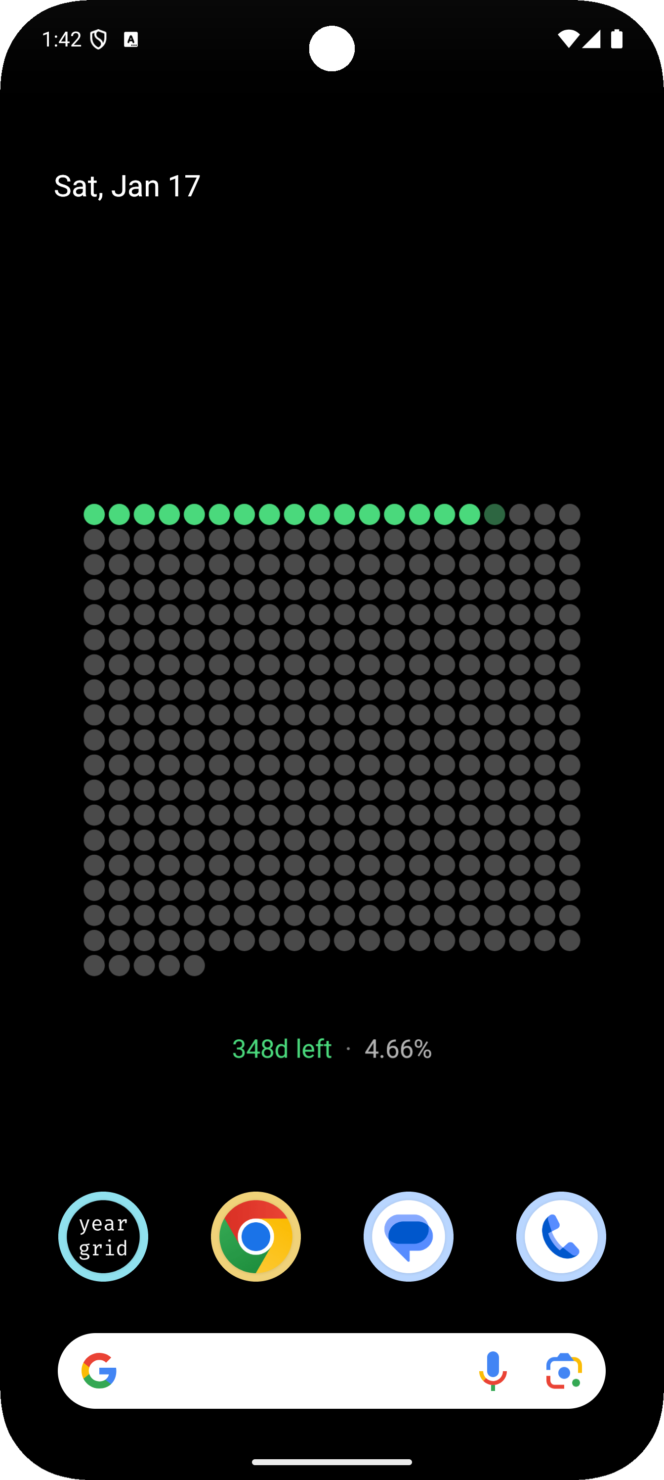 Year Grid customization options for hours, days, and custom period tracking on Android widget